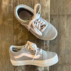 Little Girls Pink and Gray Suede Vans